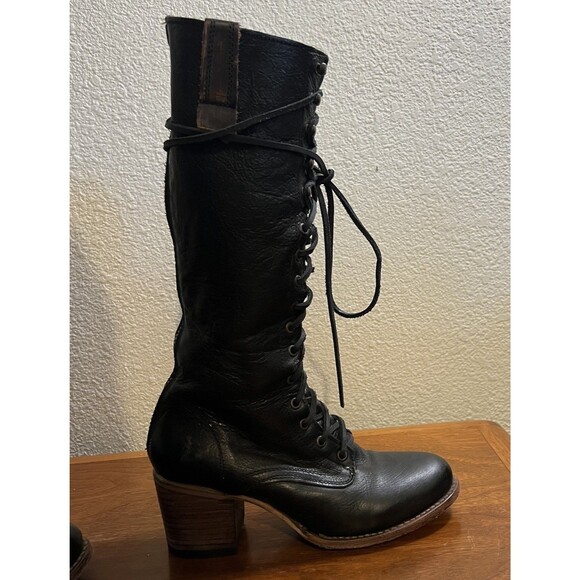 Freebird Grany Lace Up Size 10 Black Tall Boots Distressed Whimsigoth Grunge - Picture 3 of 15